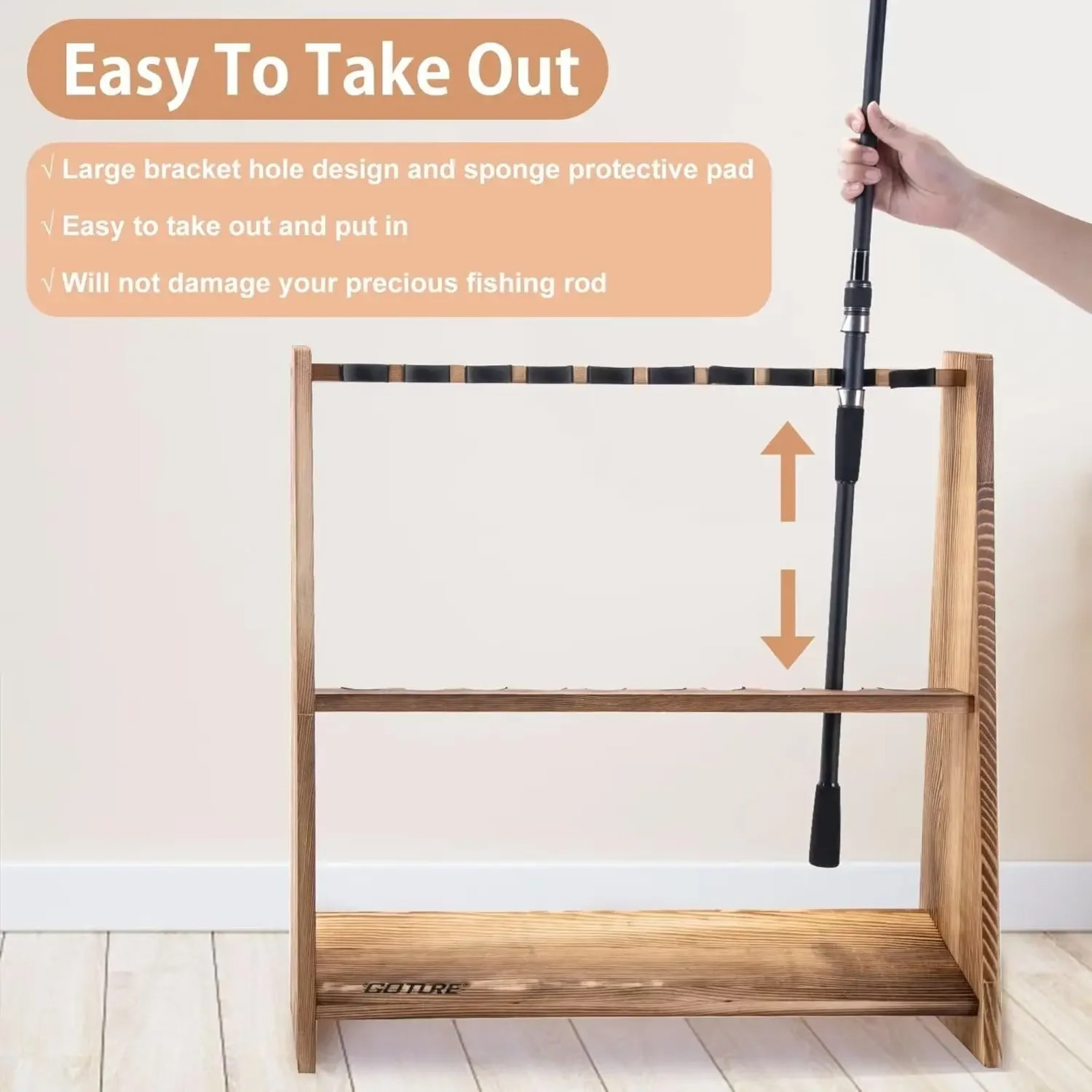 Rak Pancing Kayu Pinus Karboni - Fishing Rod Rack ulasan dan harga